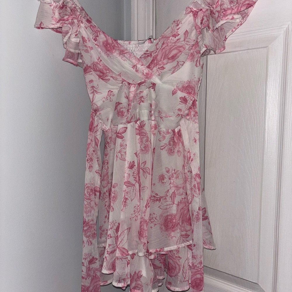 Altar'd State Pink Floral Ruffle Mini Dress